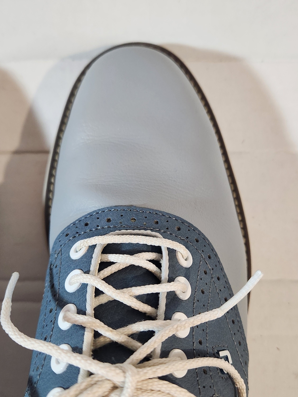 FootJoy Two-Tone Derby in Light Gray and Blue - Picture 5 of 7
